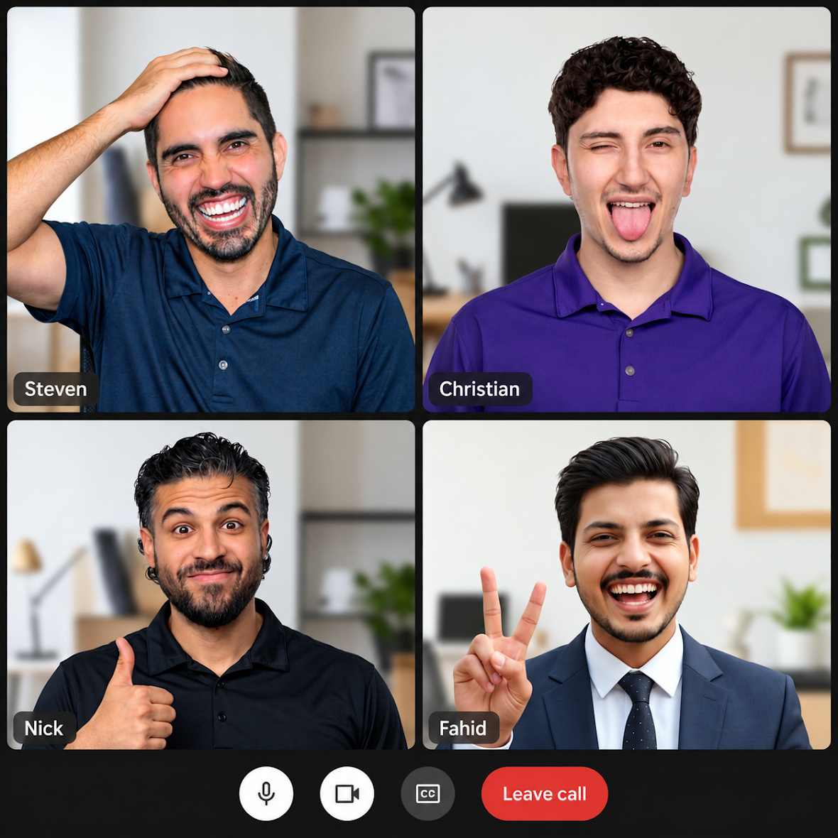 CBI team members Steven, Christian, Nick, and Fahid collaborating on a video call